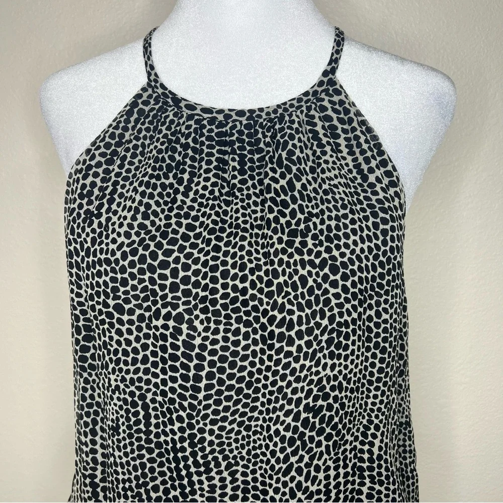 Ramy Brook BITSY 100% Silk Black & White Polka Dot Sleeveless Drop Waist Dress - Picture 7 of 16